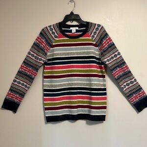 Tabitha Webb Woolblend Fairisle Rainbow Striped Pattern Sweater Size Large